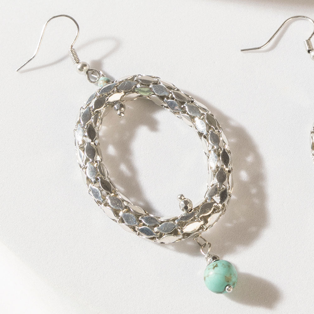 Looping Lariat Earrings in Starry Silver