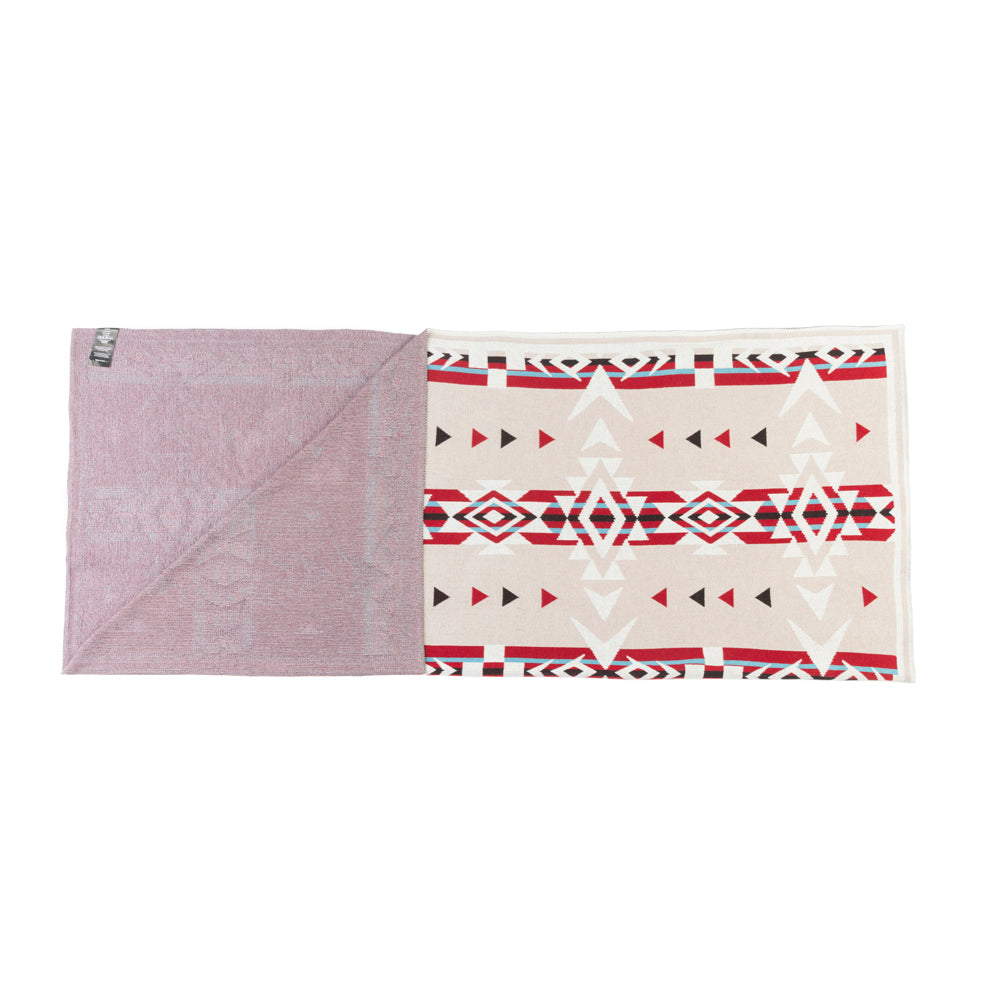 Canyon Arrows Aztec Cotton Throw Blanket in Crimson Ivory