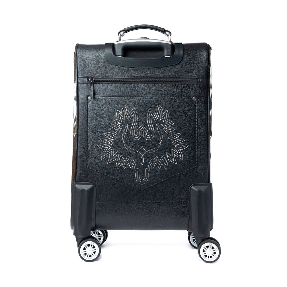 Prairie Shadow Handtooled Hairon Leather Trolley in Stallion Noir