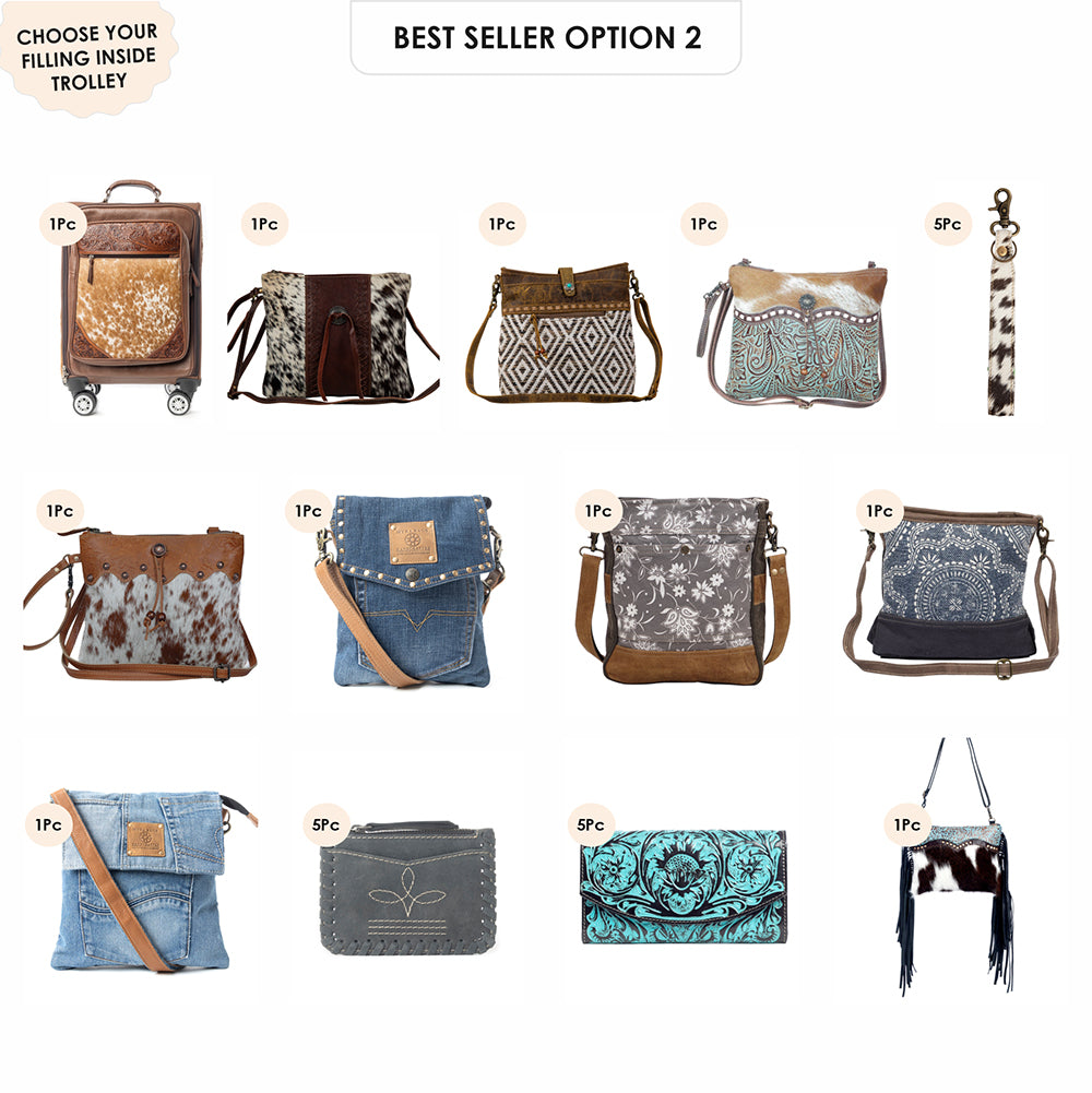 Desert Fawn Handtooled Hairon Leather Trolley in Amber Fawn