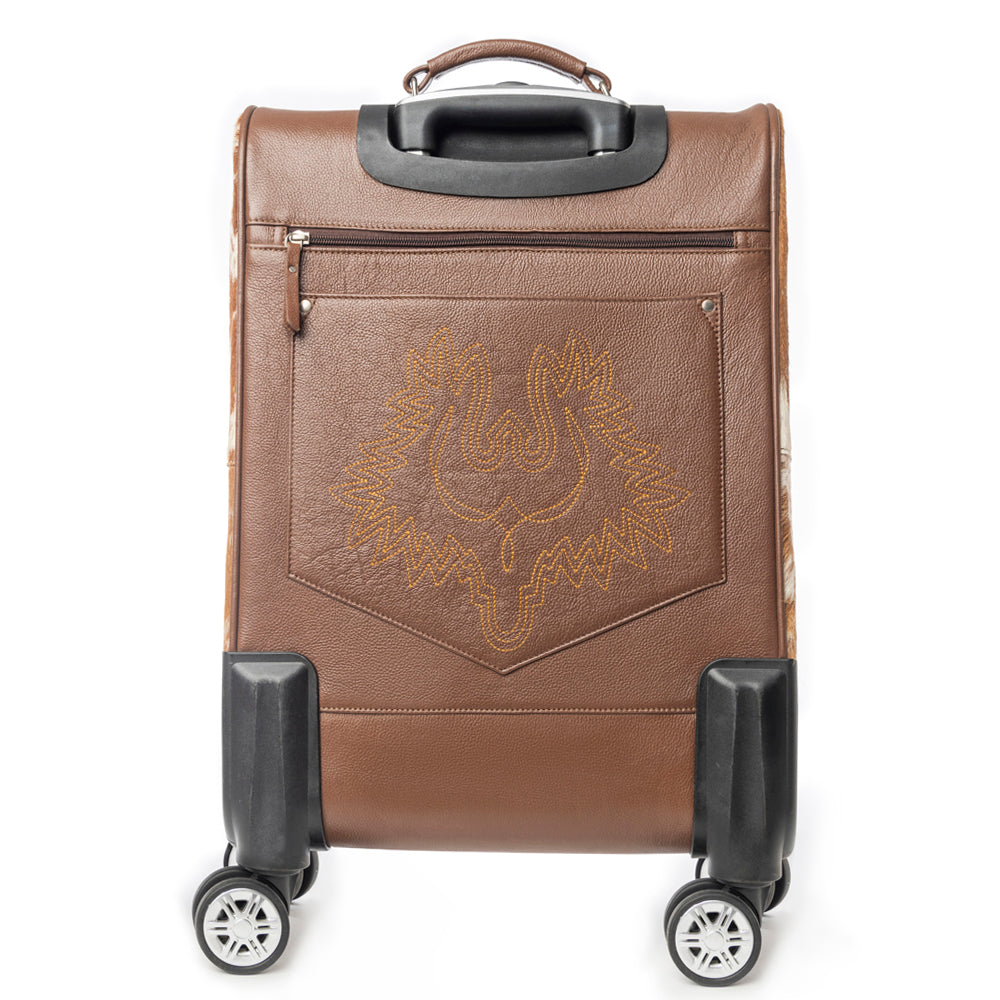 Desert Fawn Handtooled Hairon Leather Trolley in Amber Fawn