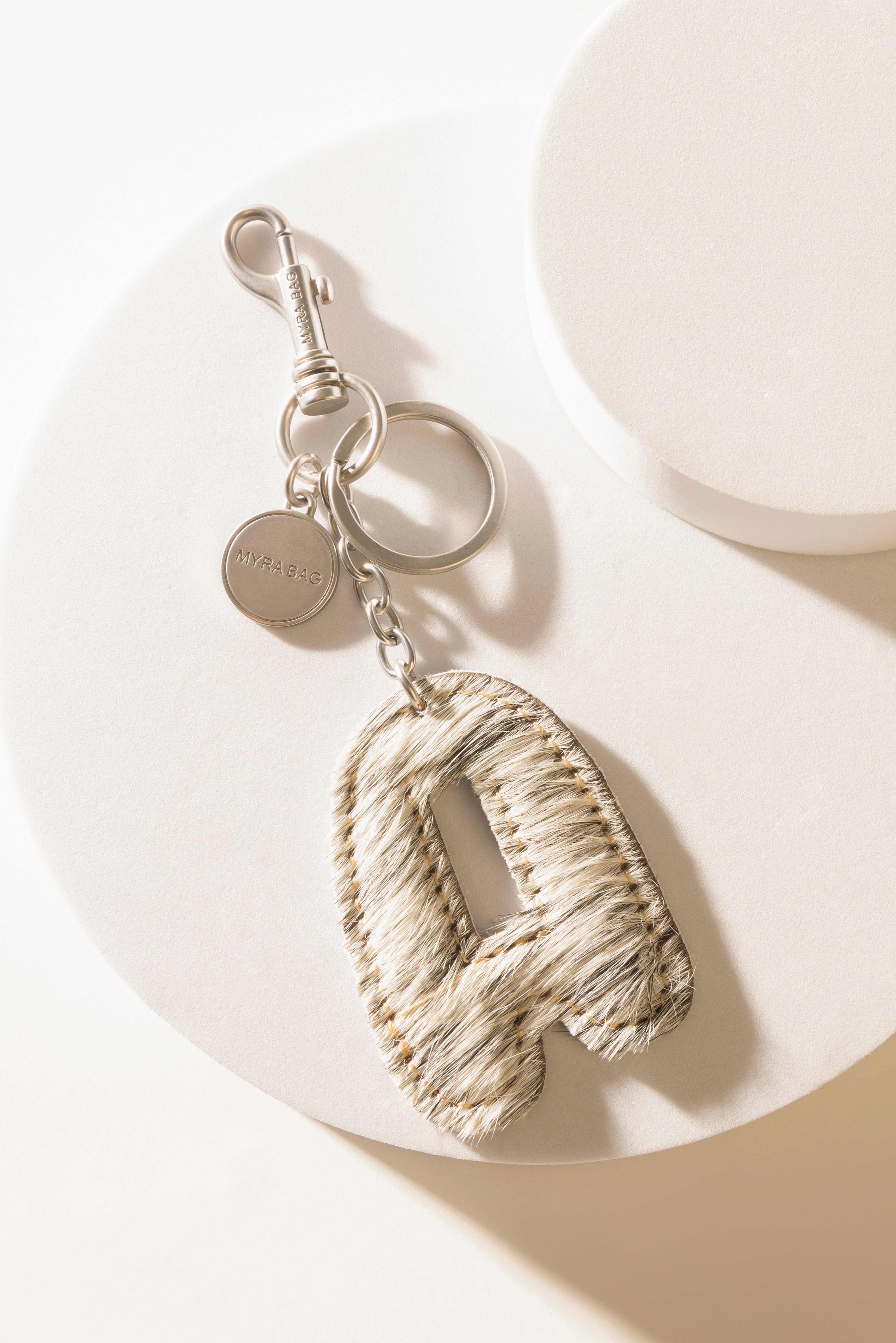 Alpha 'A' Hairon Bag Charm in Black & White