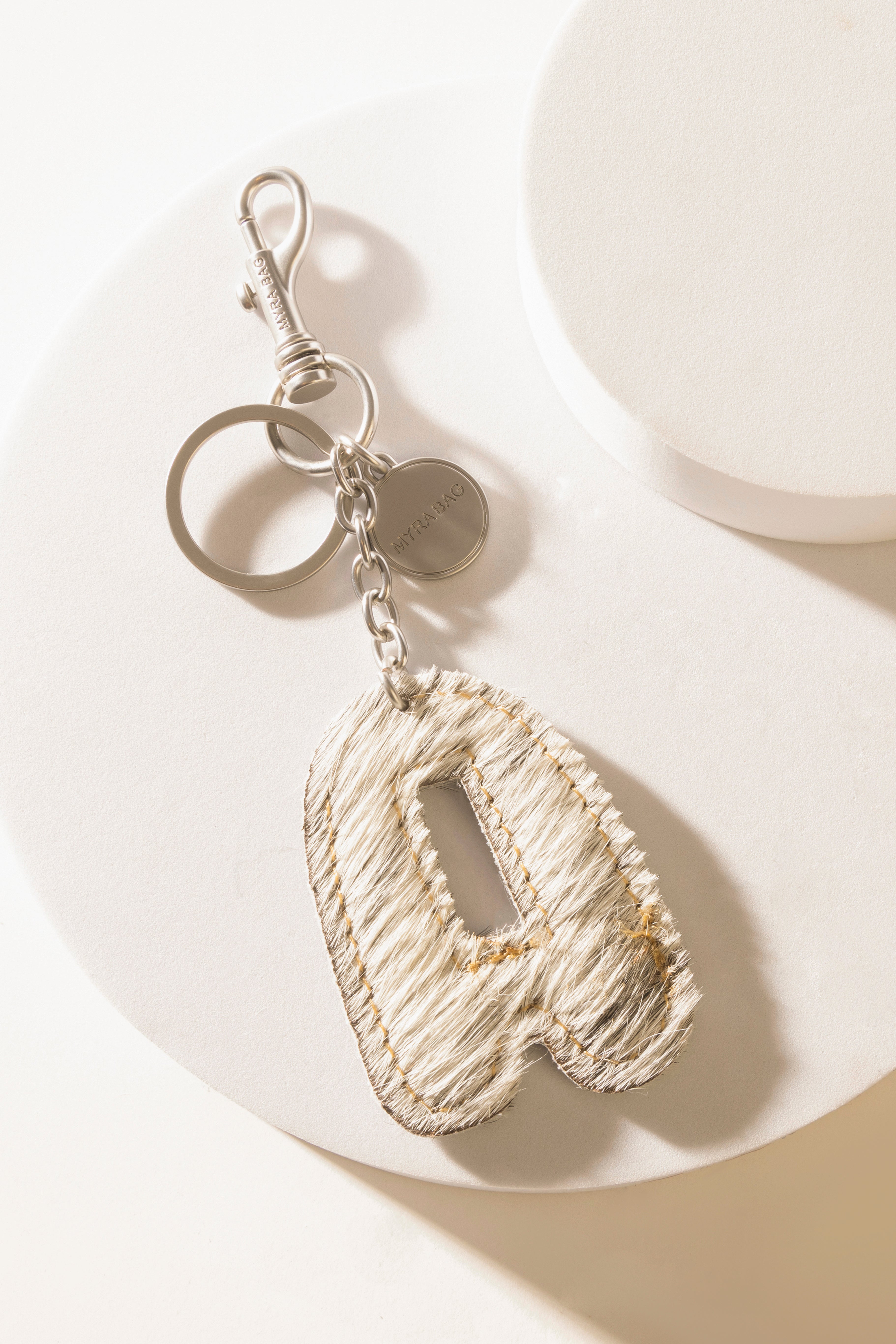 Alpha 'A' Hairon Bag Charm in Black & White