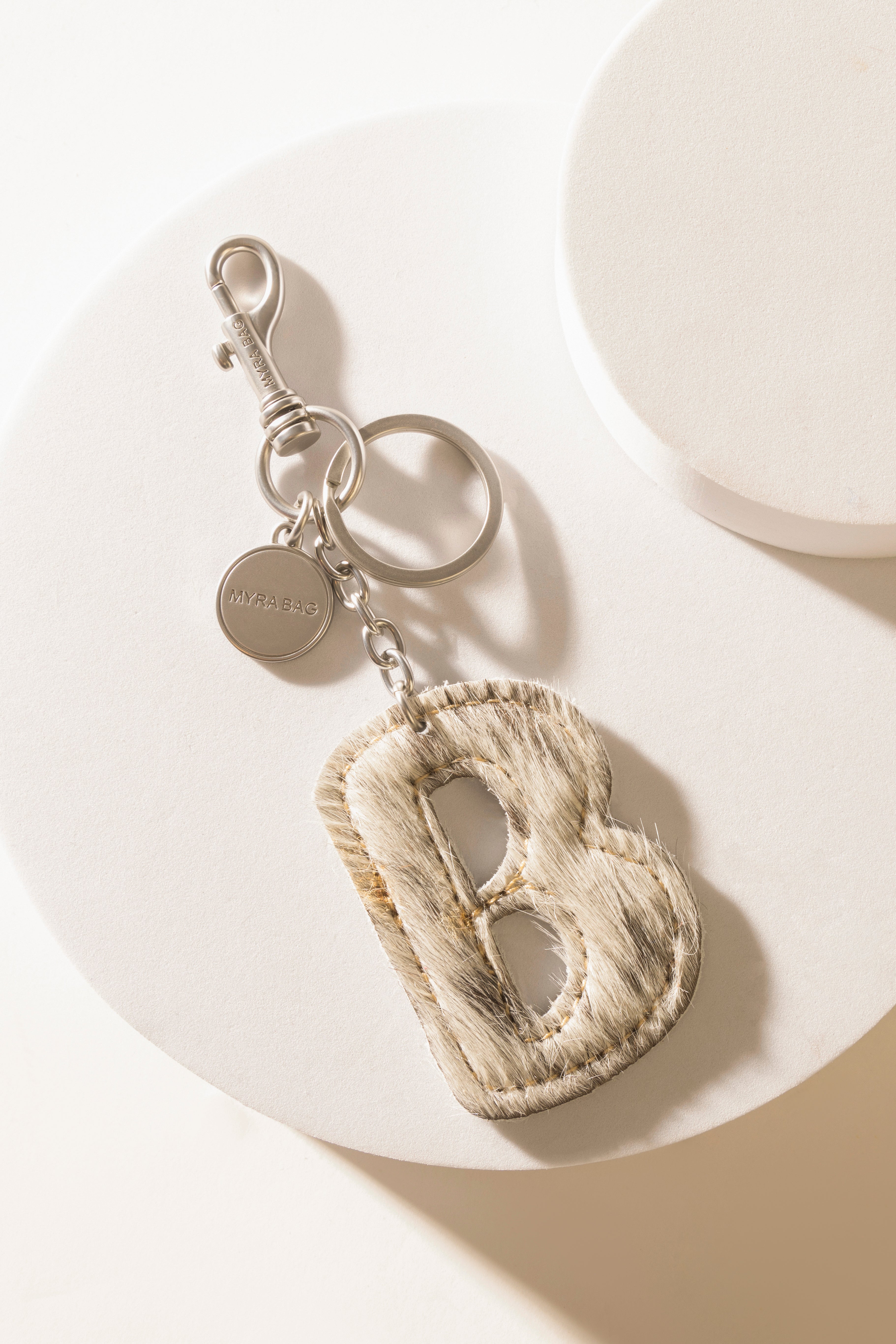 Alpha 'B' Hairon Bag Charm in Black & White
