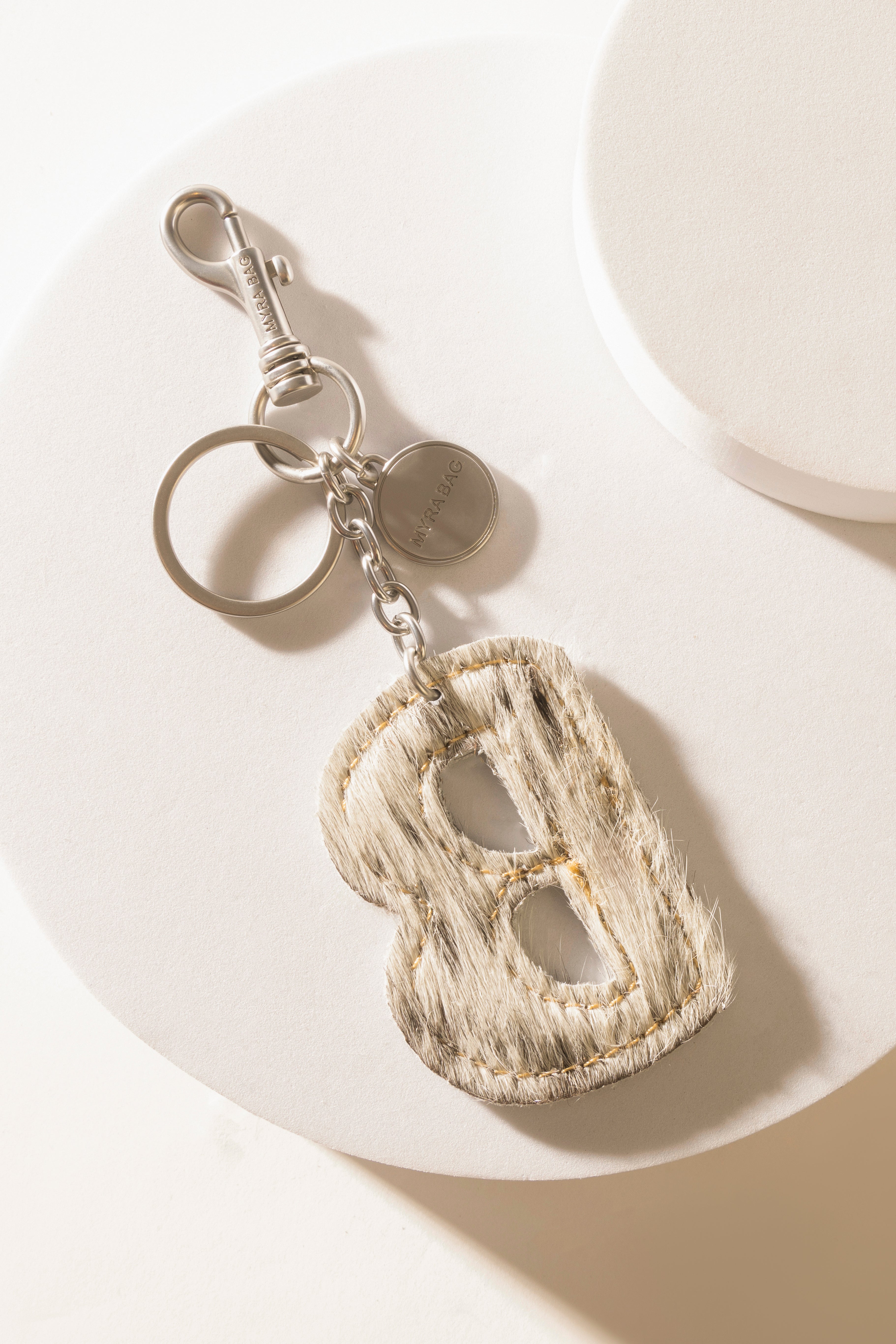 Alpha 'B' Hairon Bag Charm in Black & White
