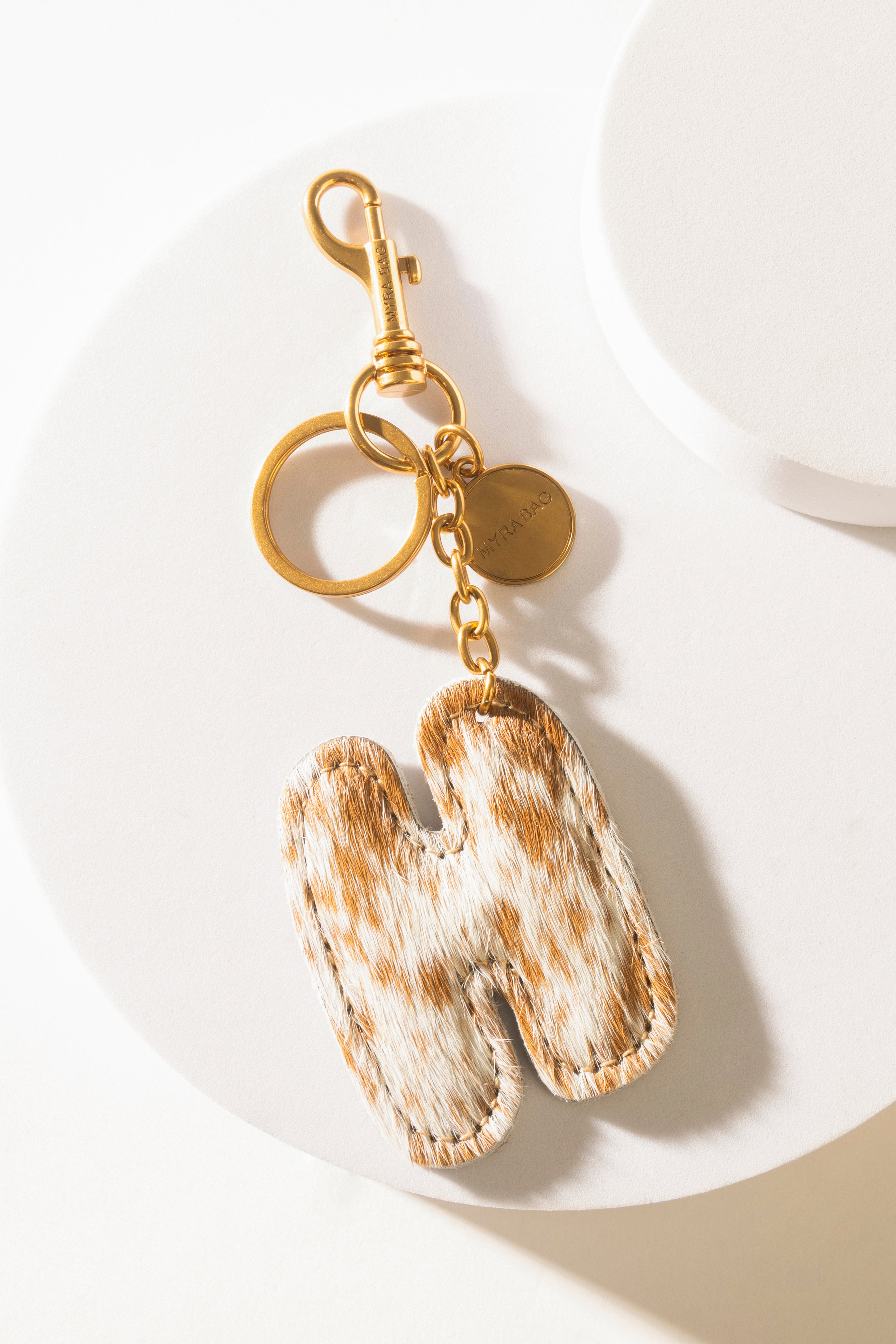 Alpha 'H' Hairon Bag Charm in Brown & White