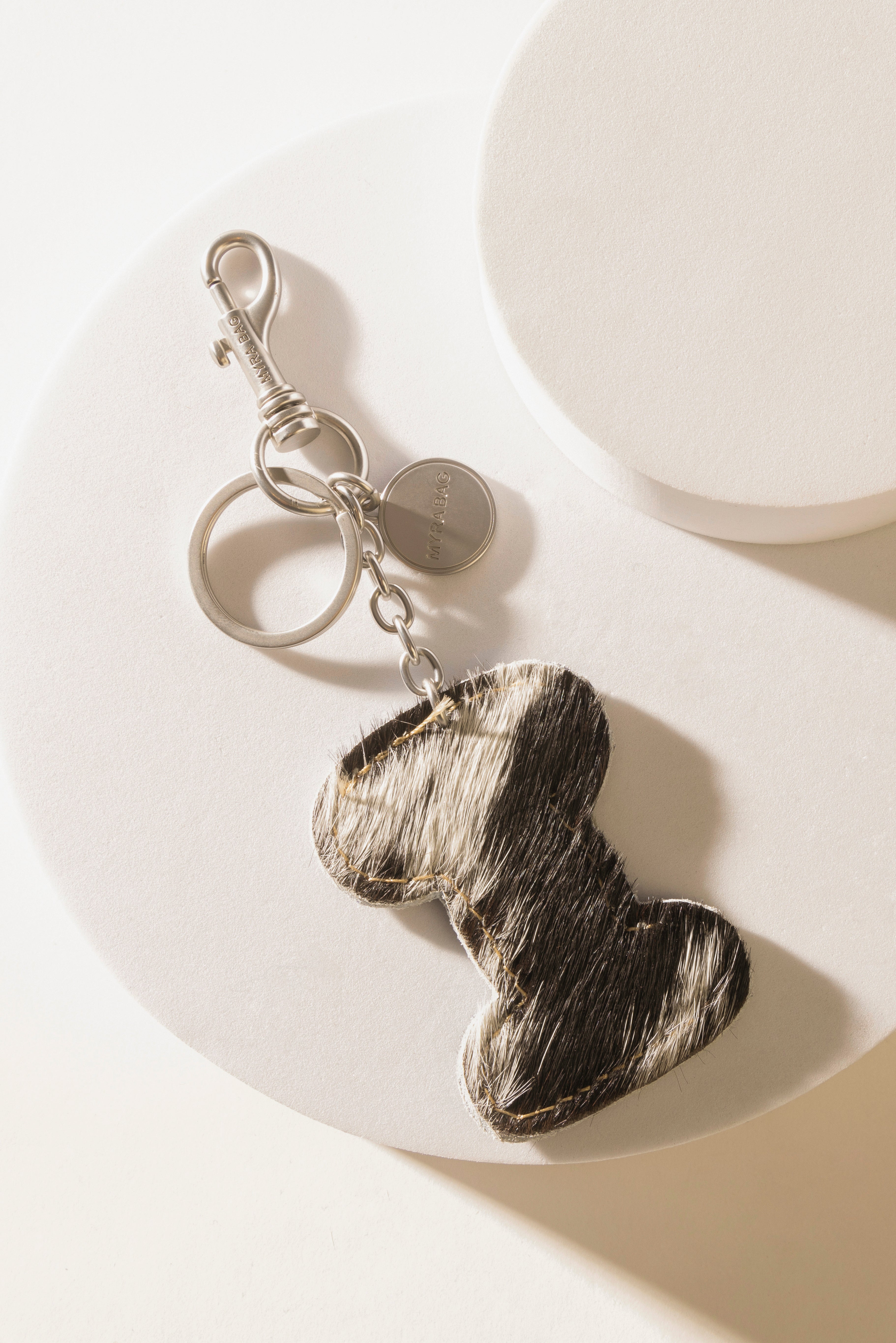 Alpha 'I' Hairon Bag Charm in Black & White