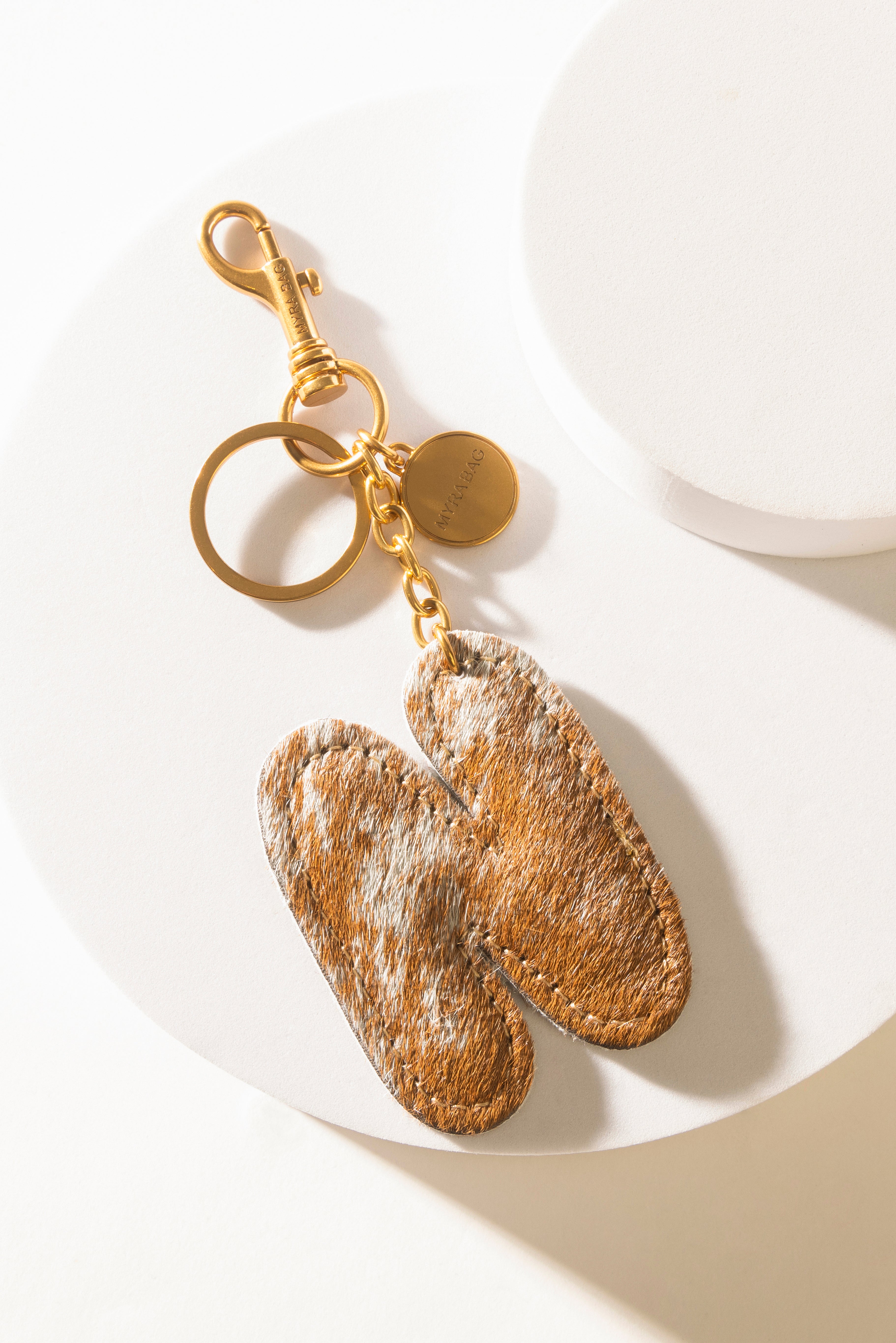 Alpha 'N' Hairon Bag Charm in Brown & White