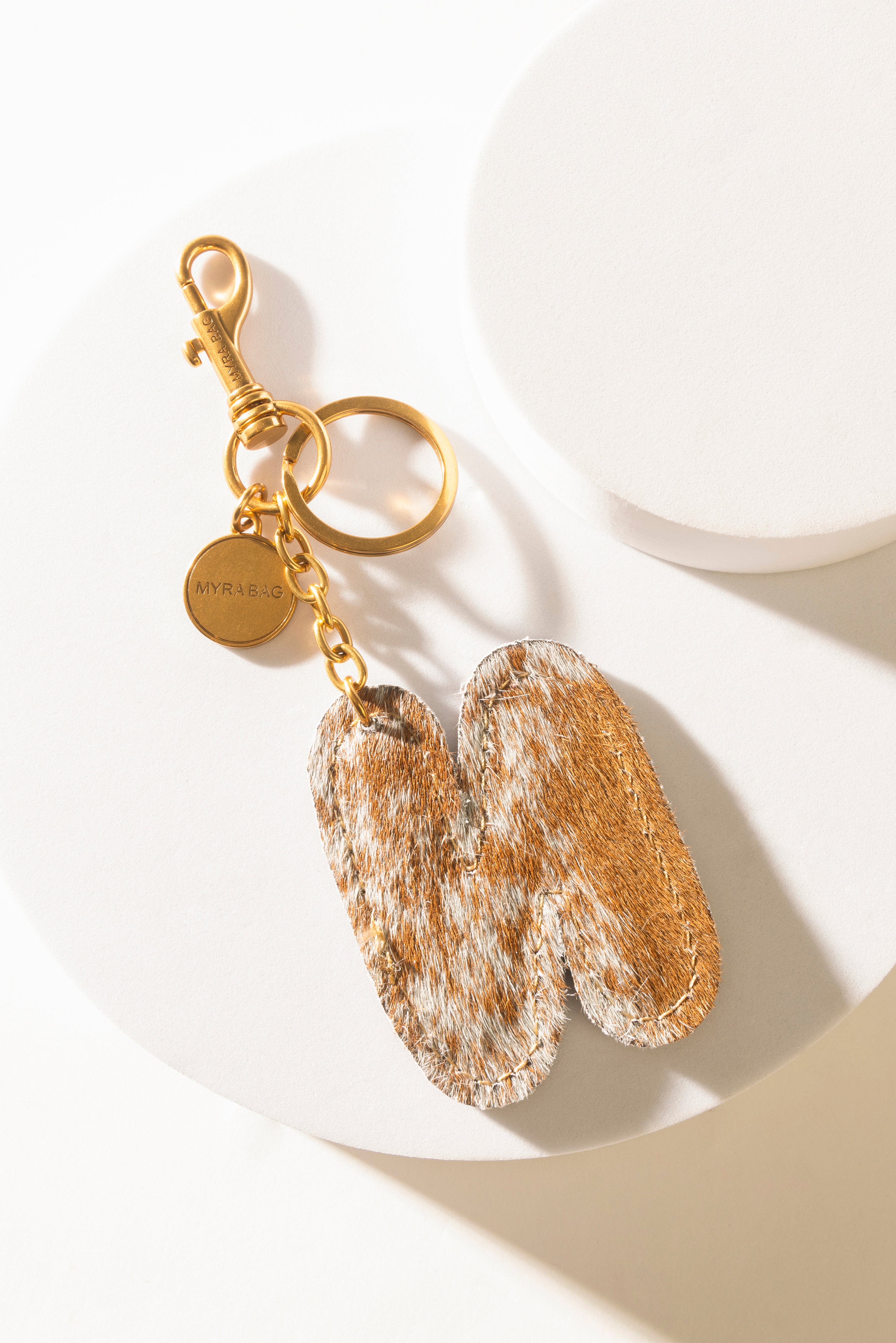 Alpha 'N' Hairon Bag Charm in Brown & White