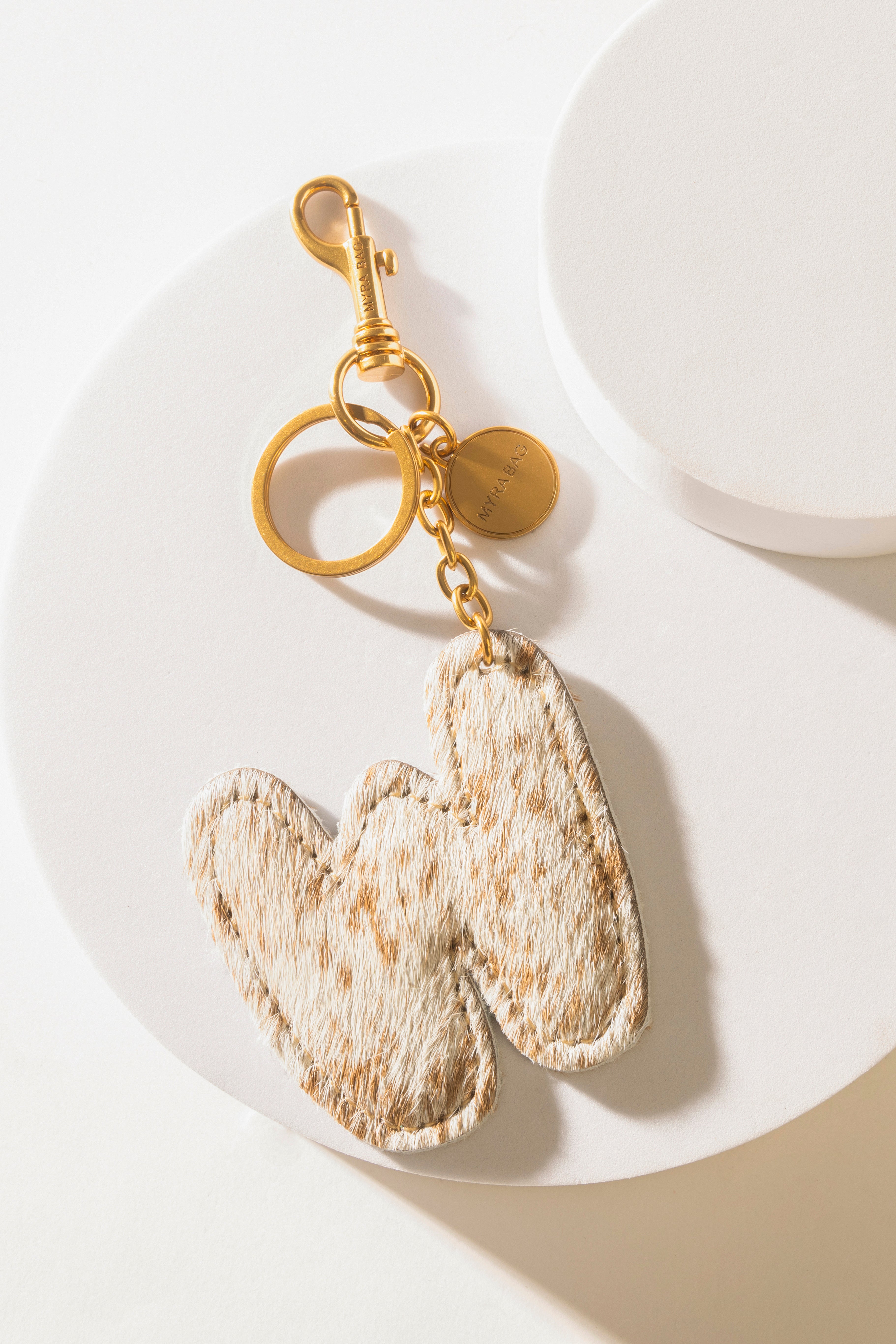 Alpha 'W' Hairon Bag Charm in Brown & White