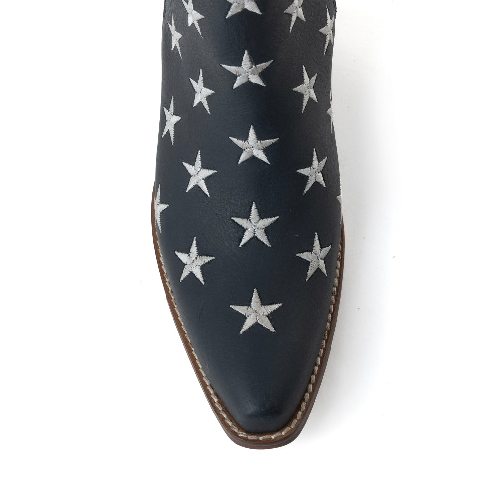 Liberty Star Leather Booties in Vintage Blue