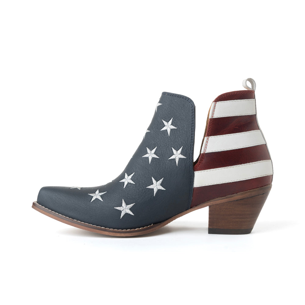 Liberty Star Leather Booties in Vintage Blue