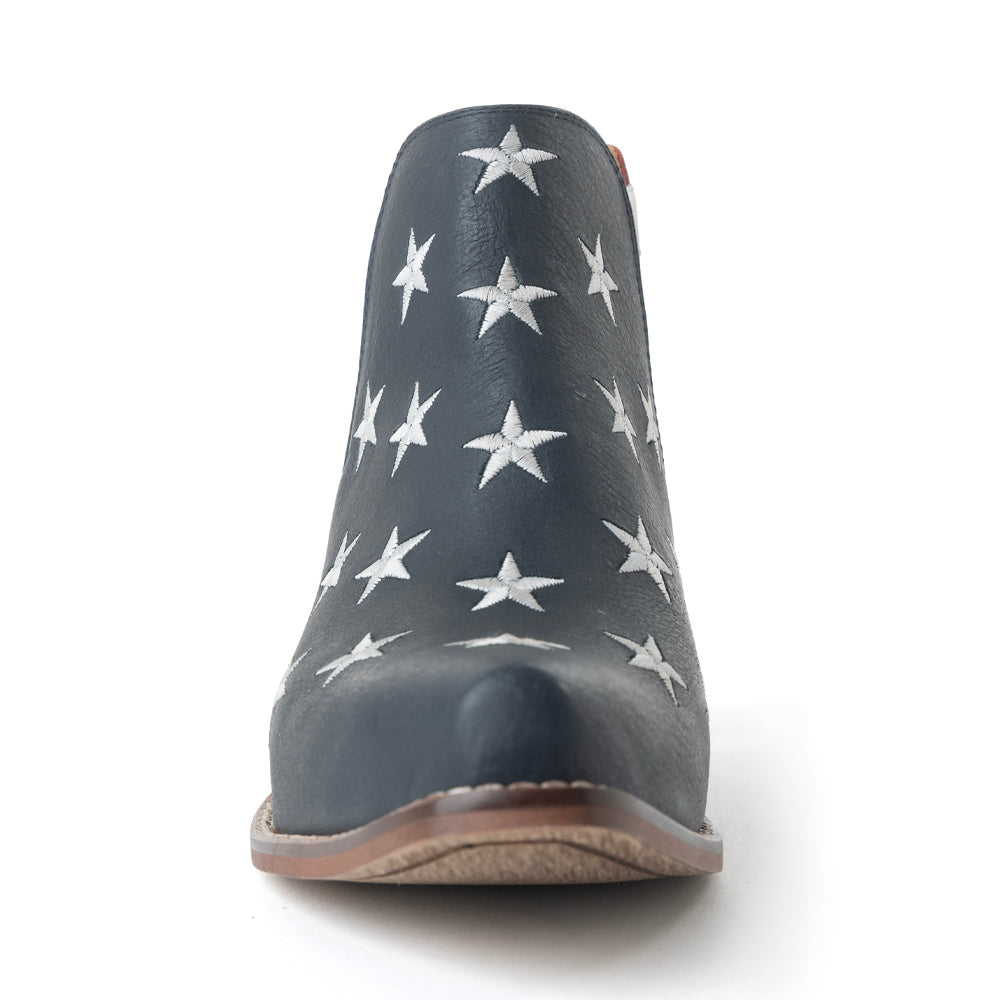 Liberty Star Leather Booties in Vintage Blue