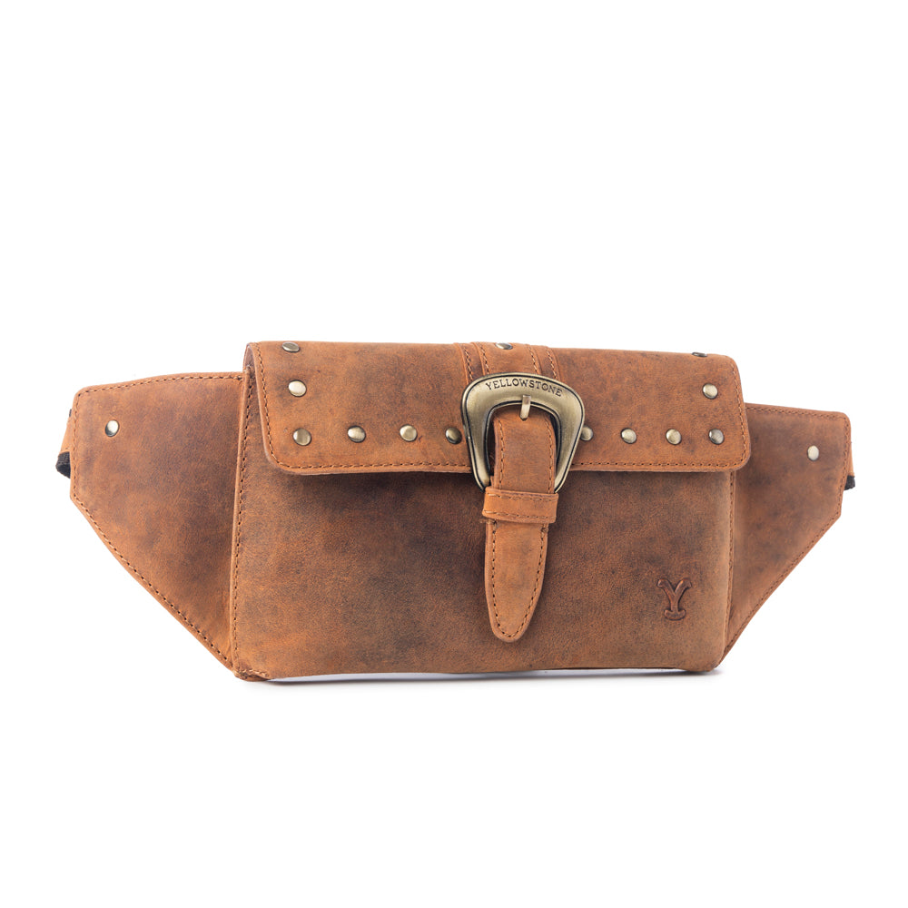 Yellowstone High Plains Studded Fanny Pack with Buckle in Amber
