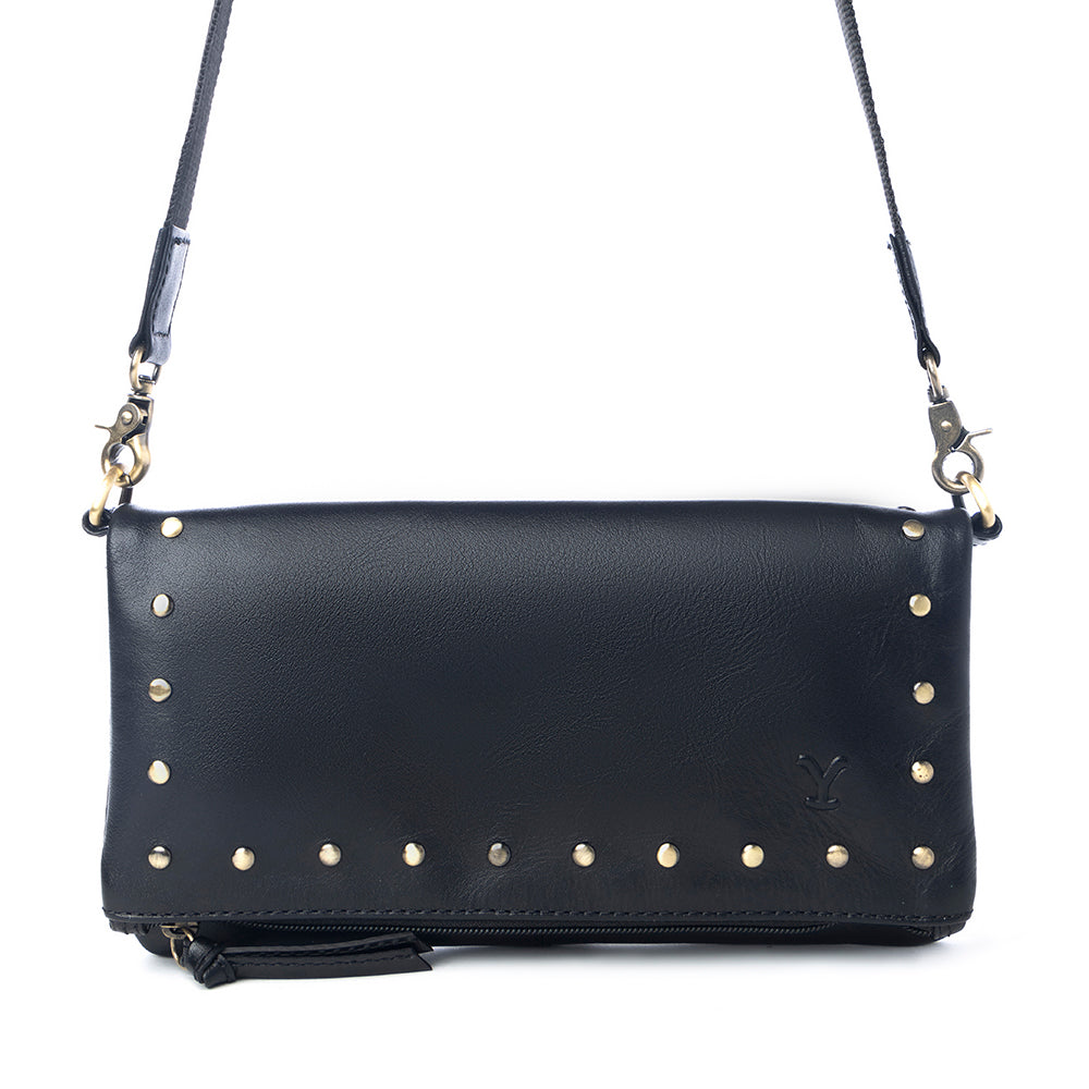 Yellowstone Palisade Clutch Bag with Rivets in Ash