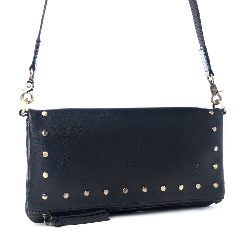 Yellowstone Palisade Clutch Bag with Rivets in Ash