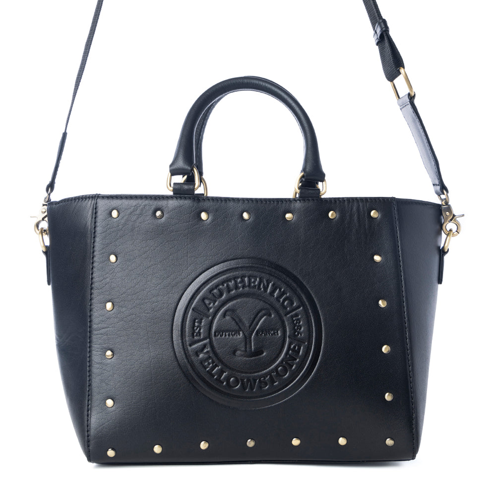 Yellowstone Valley Soul Studded & Embossed Tote Leather Bag in Ash