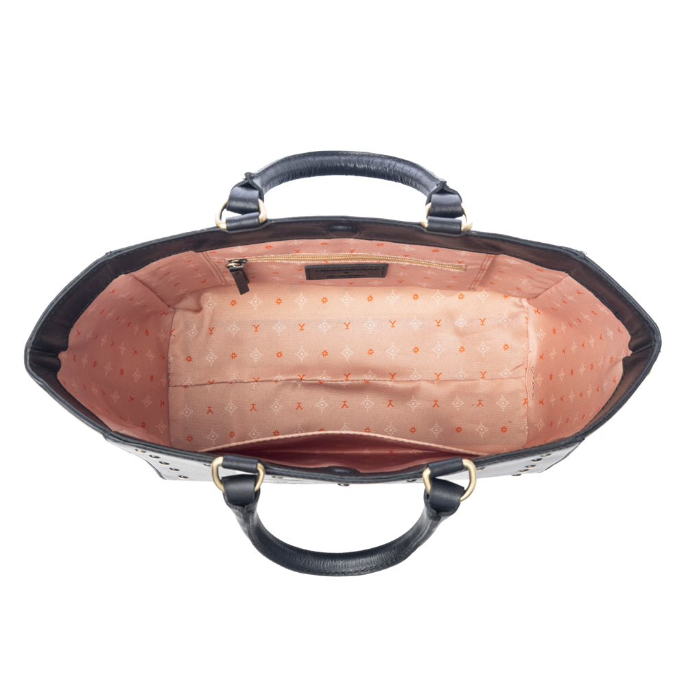 Yellowstone Valley Soul Studded & Embossed Tote Leather Bag in Ash