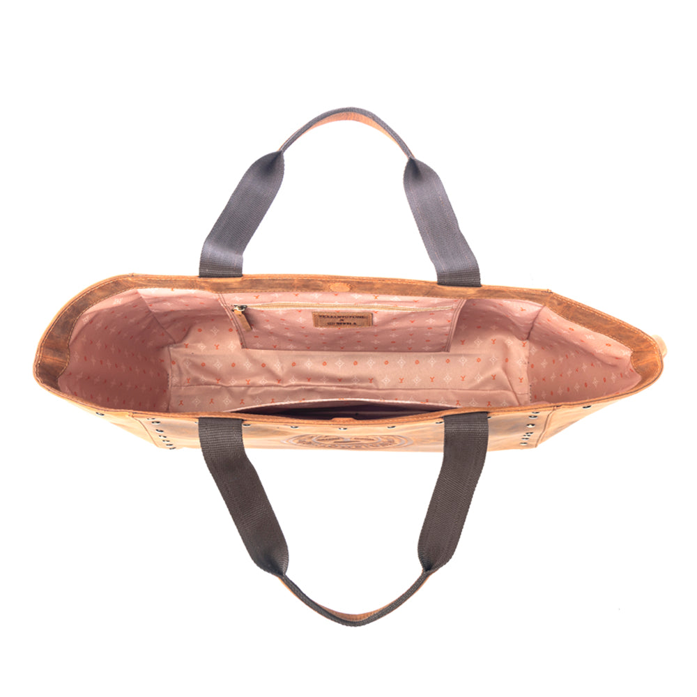 Yellowstone Legacy Studded Leather Tote in Amber