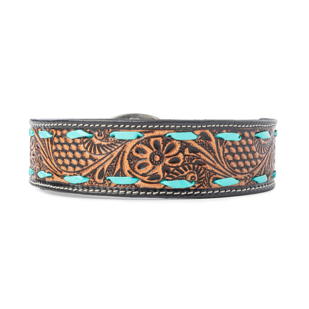 Turquoise Trail Cowboy Dog Collar in Black