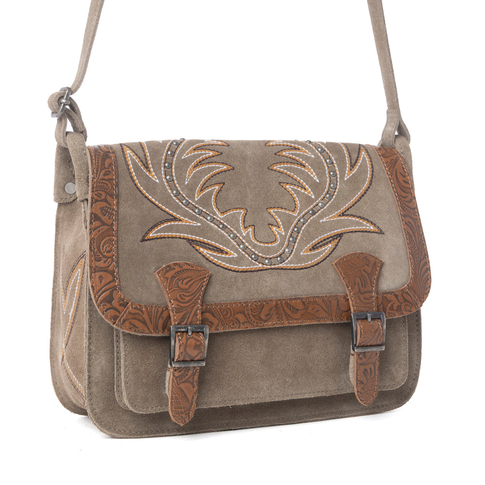 Amberwood Suede Leather Boot Embroidered Leather Bag Variant Combo