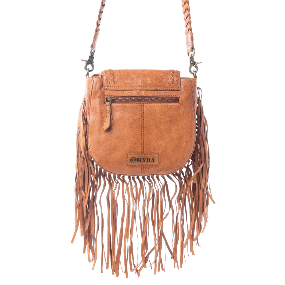 Festival Ember Studded Leather Bag with Fringes in Western Clay