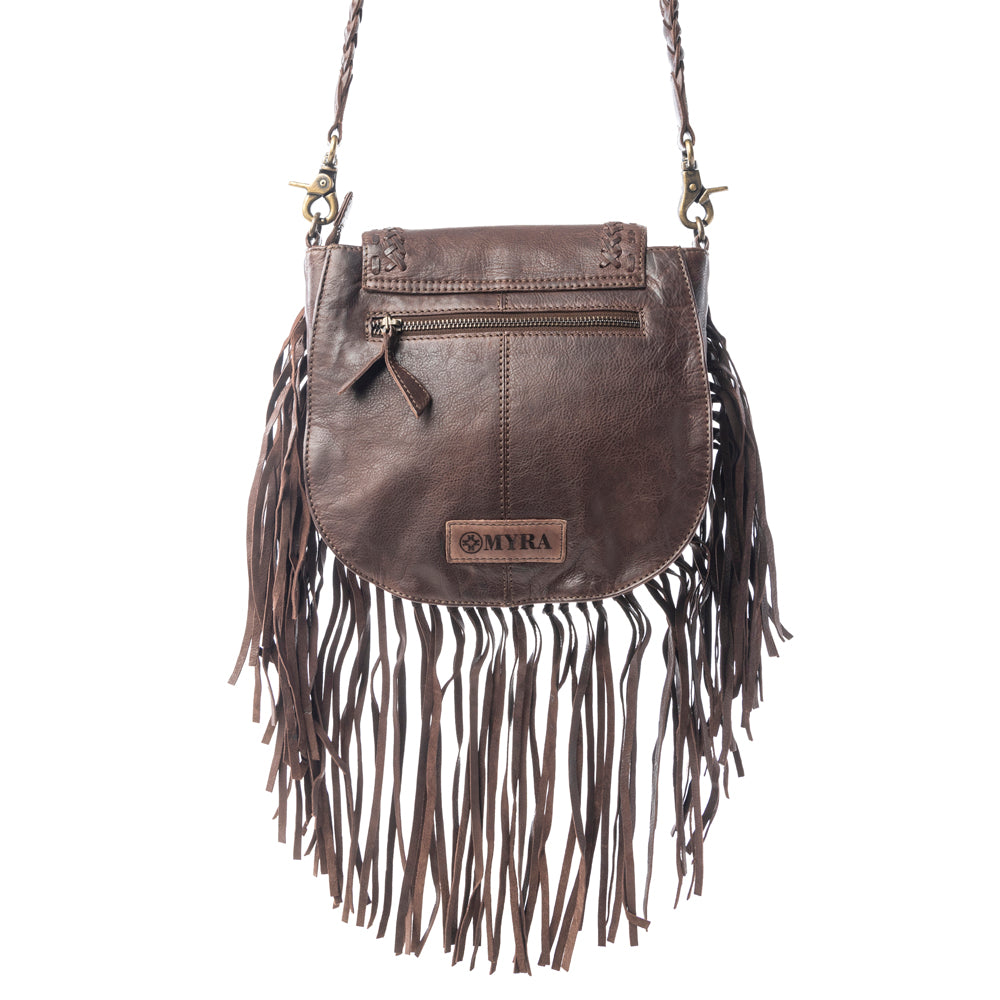 Luna Belle Studded Leather Bag with Fringes in Maverick Mocha