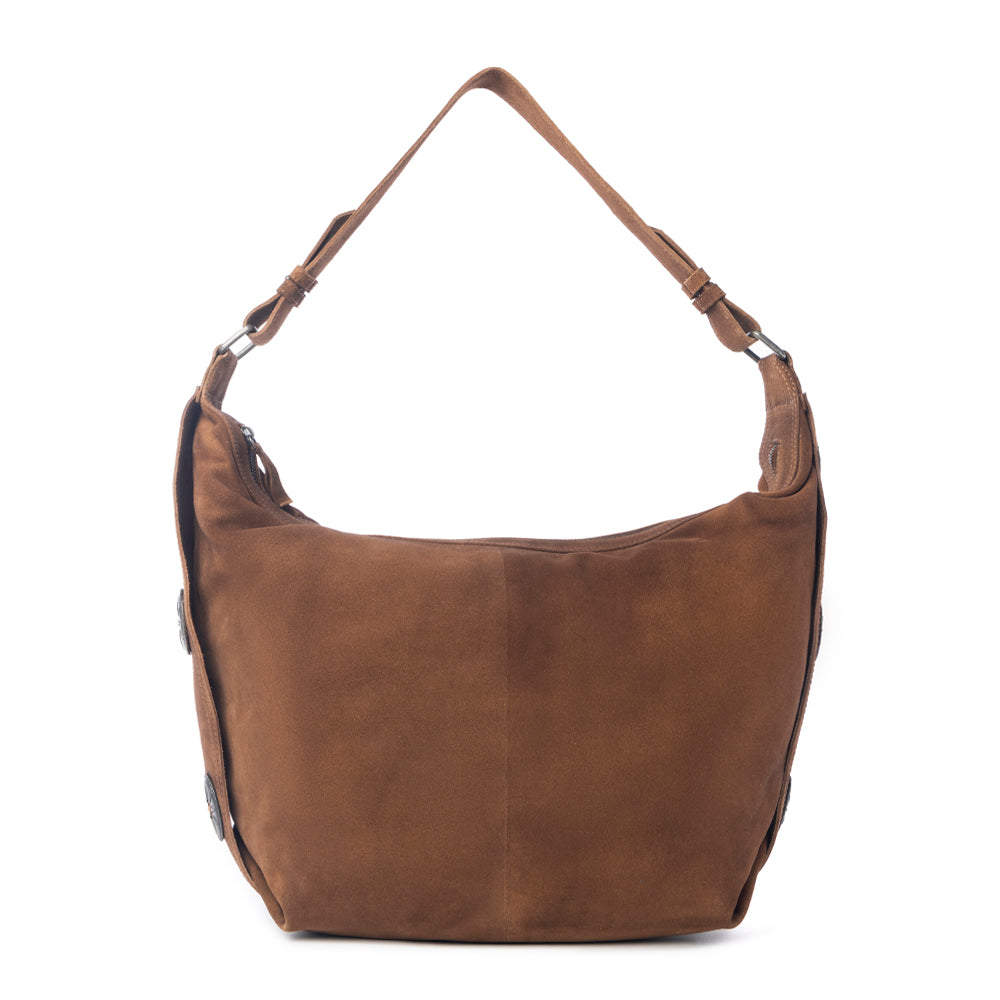 Rustwood Suede Leather Shoulder Bag in Oak Brown