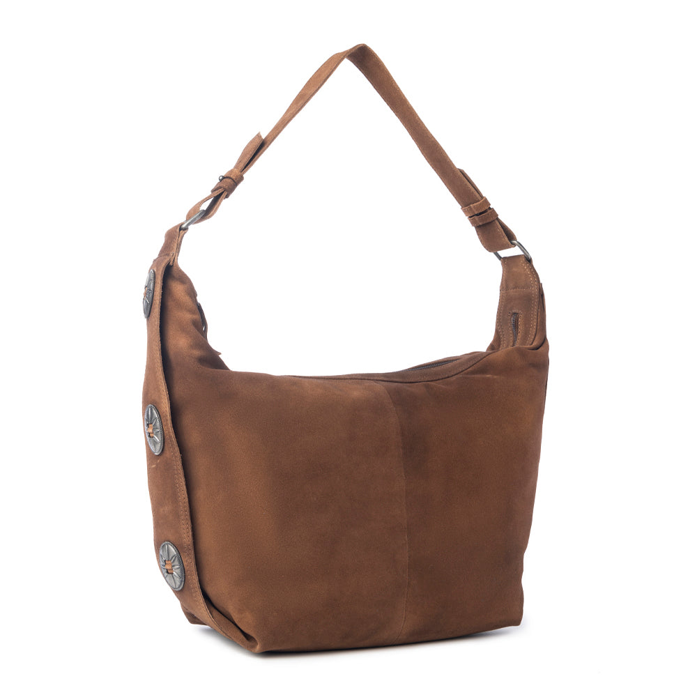 Rustwood Suede Leather Shoulder Bag in Oak Brown