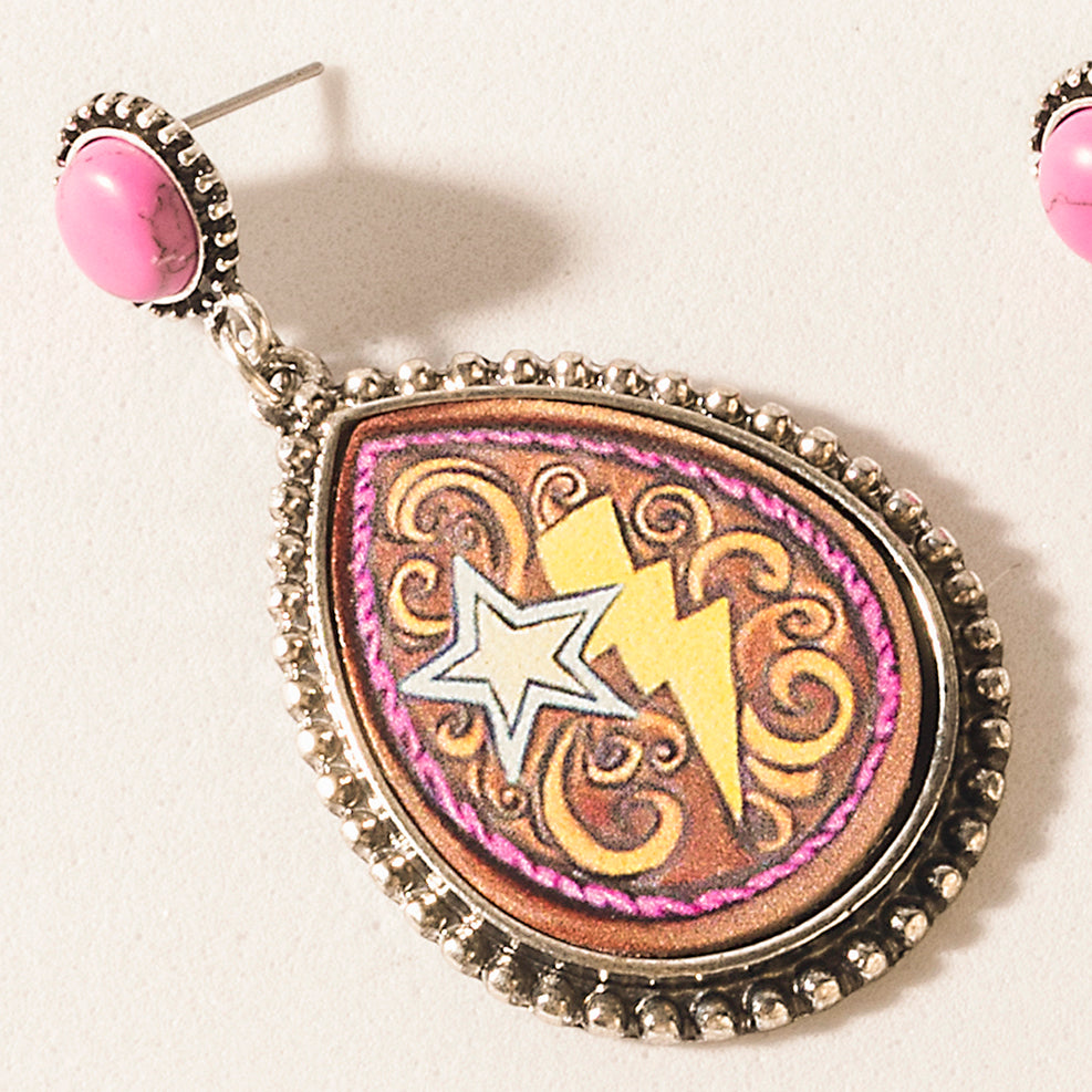 Rebel Star Earrings in Fuchsia Flame