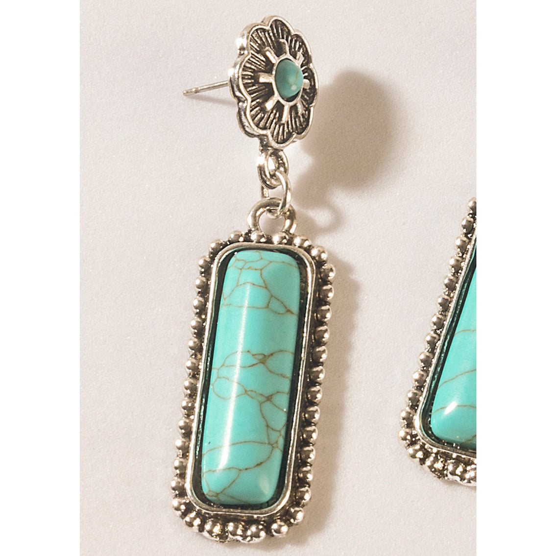 Sundown Relic Turquoise Stone Earrings in Cerulean Blue