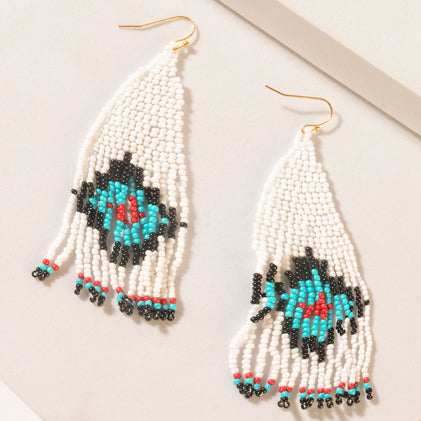 Sierra Mosaic Fringe Earrings in Sky River Blue