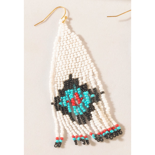 Sierra Mosaic Fringe Earrings in Sky River Blue