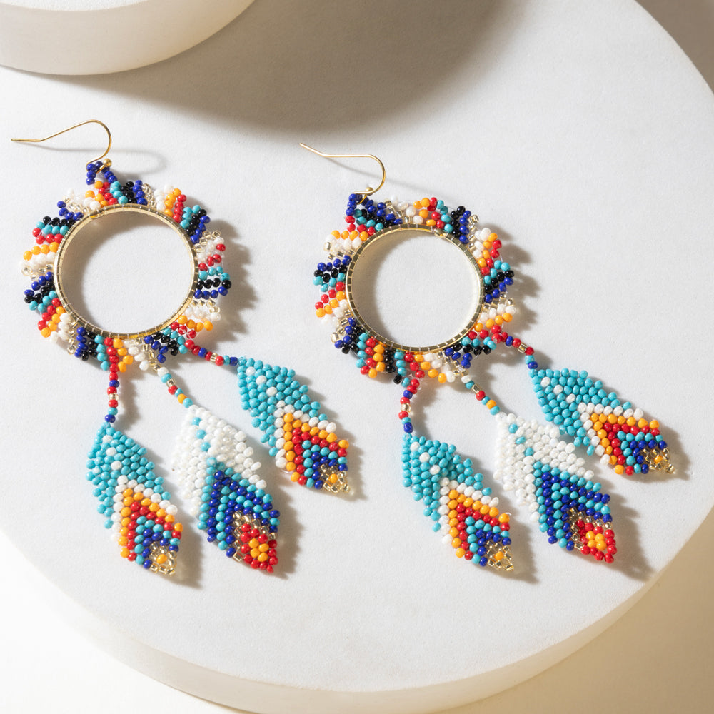 Southwest Spirit Beaded Earrings in Ocean Blaze