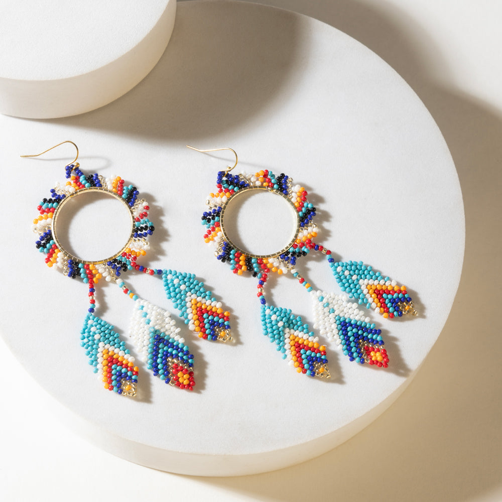 Southwest Spirit Beaded Earrings in Ocean Blaze