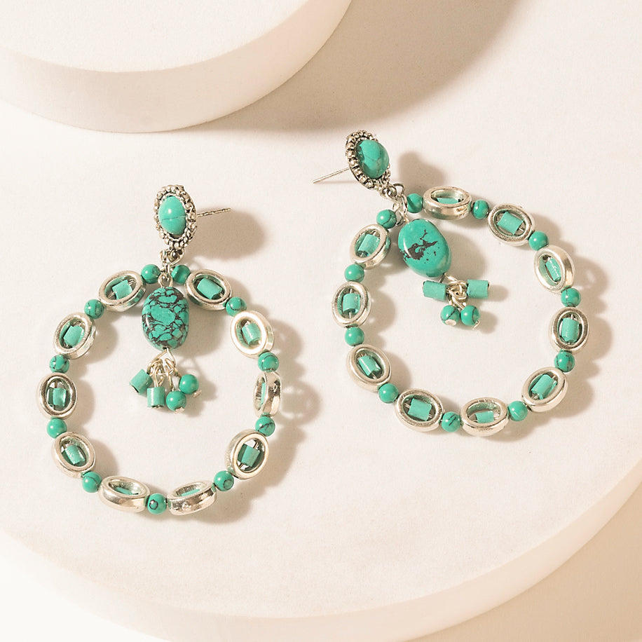 Frosted Jewel Earrings in Sierra Vein Blue