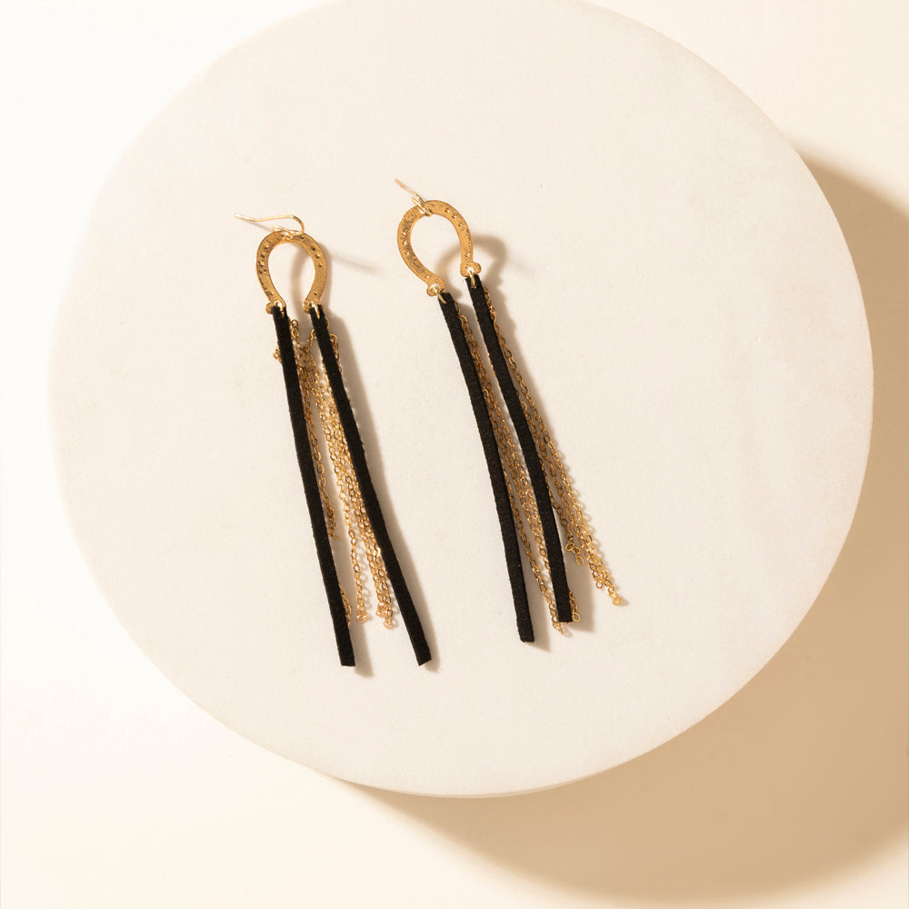 Moonshine Dangle Earrings in Brass Glow