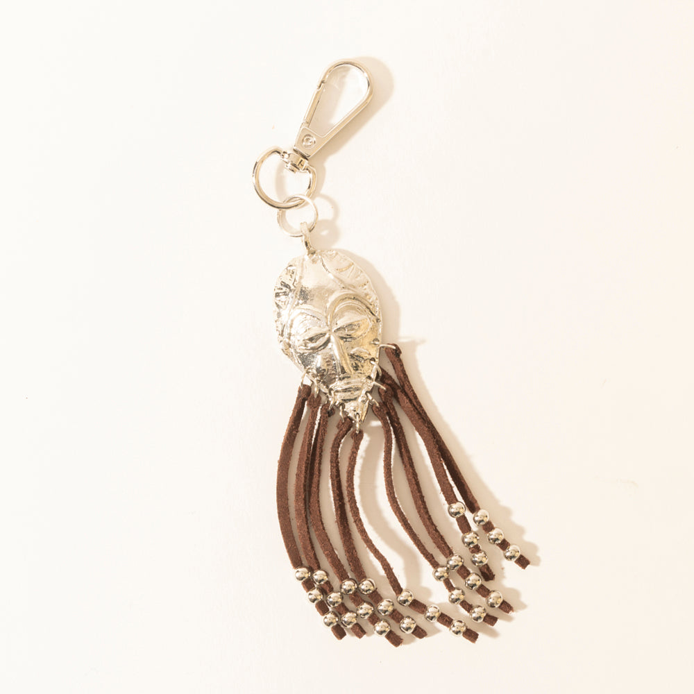 Night Spirit Charm Keychain in Suede Black