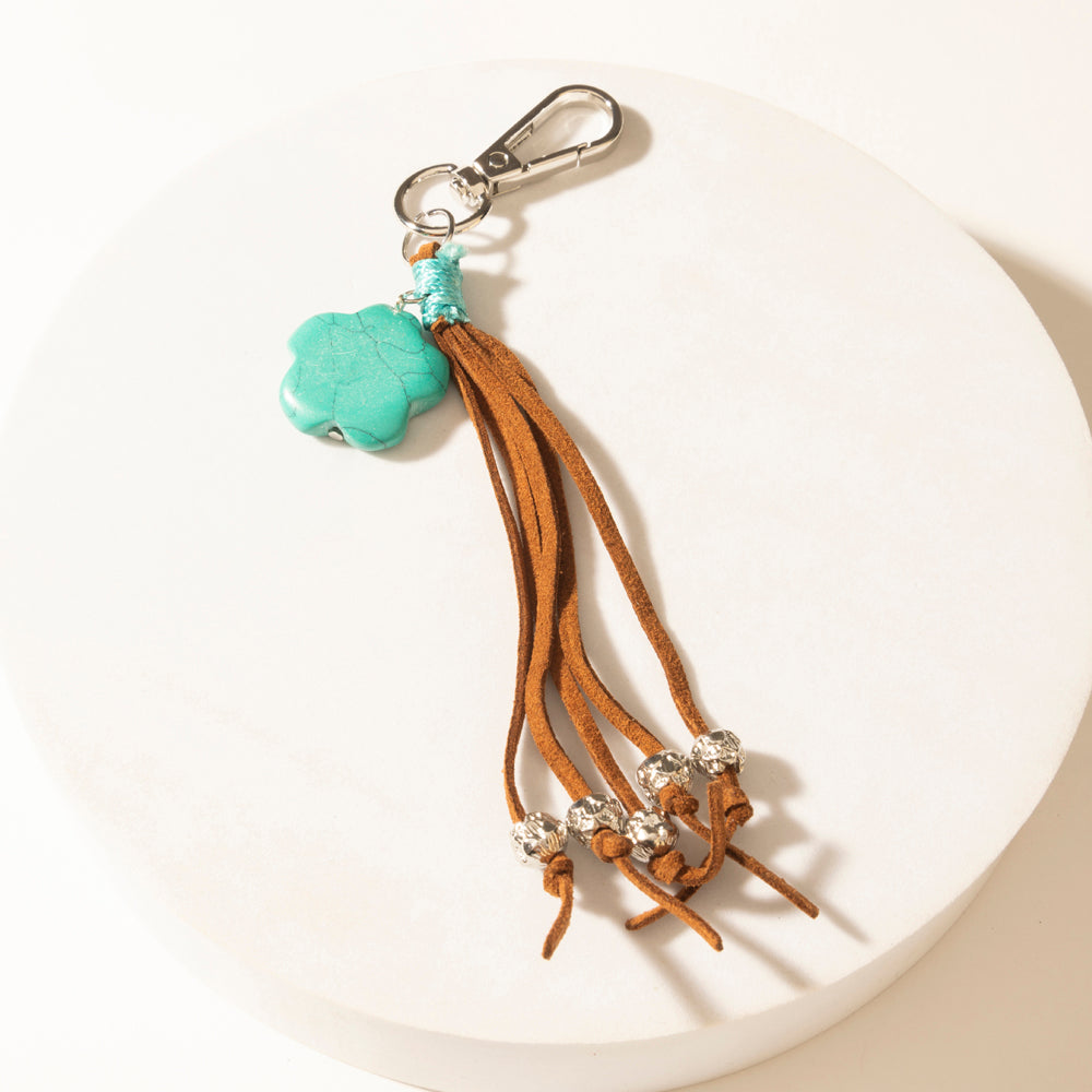 Rangeflower Tassel Charm Keychain in Suede Brown