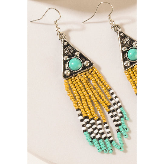 Oasis Bloom Fringe Earrings in Savanna Blue