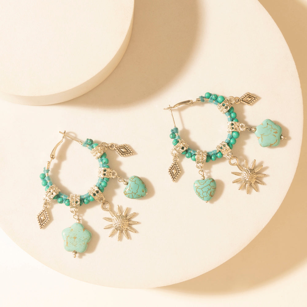 Sunchrome Charm Hoop Earrings in Bloom Blue