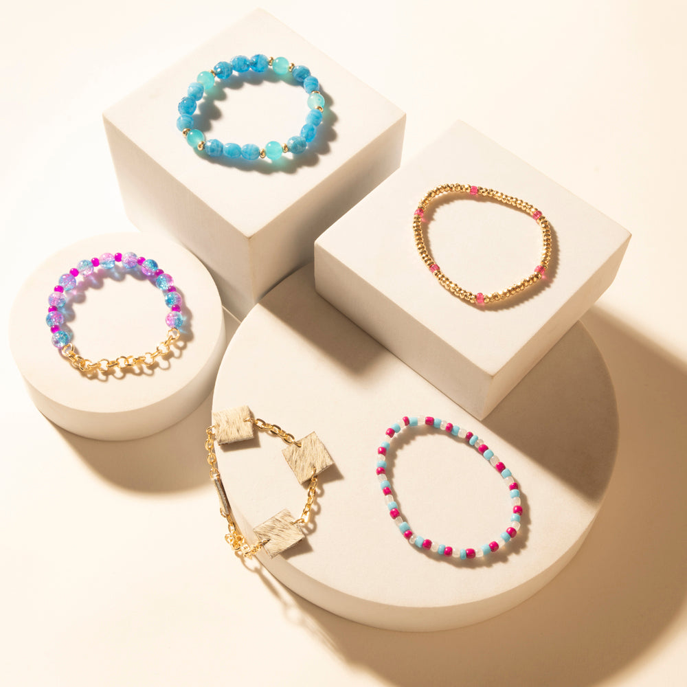 Boho Graffiti Stack Bracelet in Prairie Blue