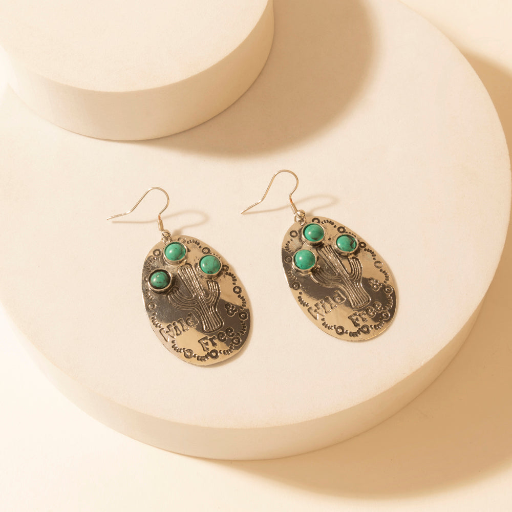 Wild Saguaro Earrings in Moon Silver