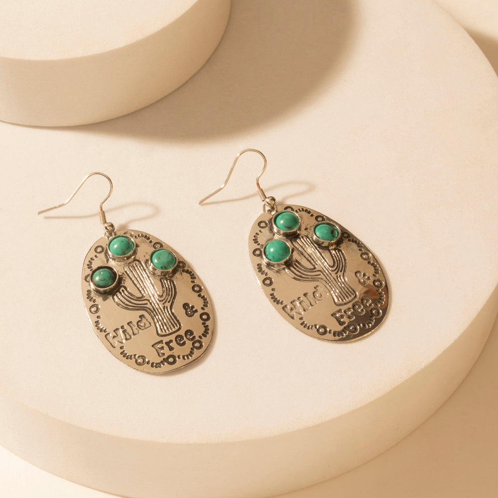Wild Saguaro Earrings in Moon Silver