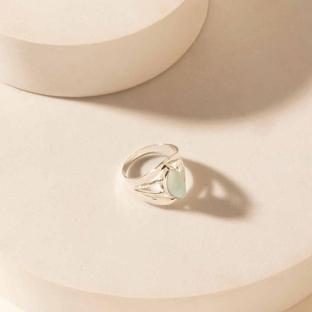 Marquise Halo Sterling Silver Ring in Mirage Grey