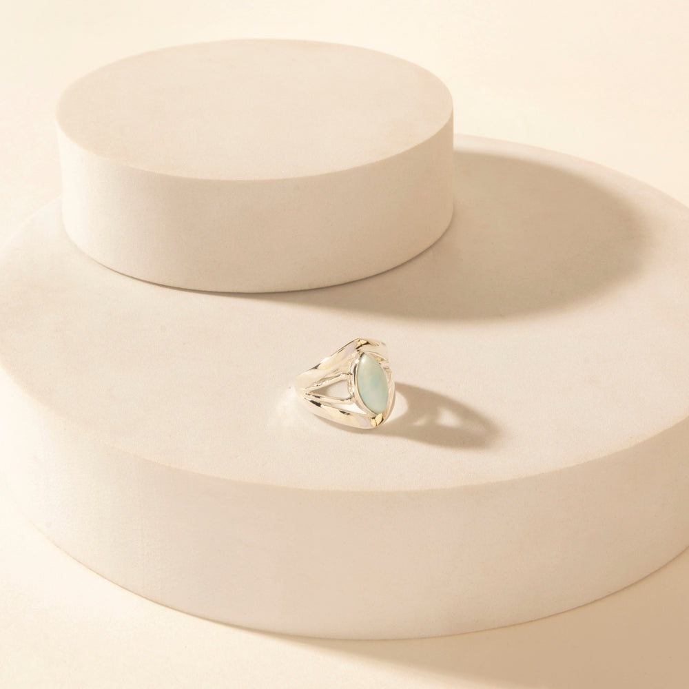 Marquise Halo Sterling Silver Ring in Mirage Grey