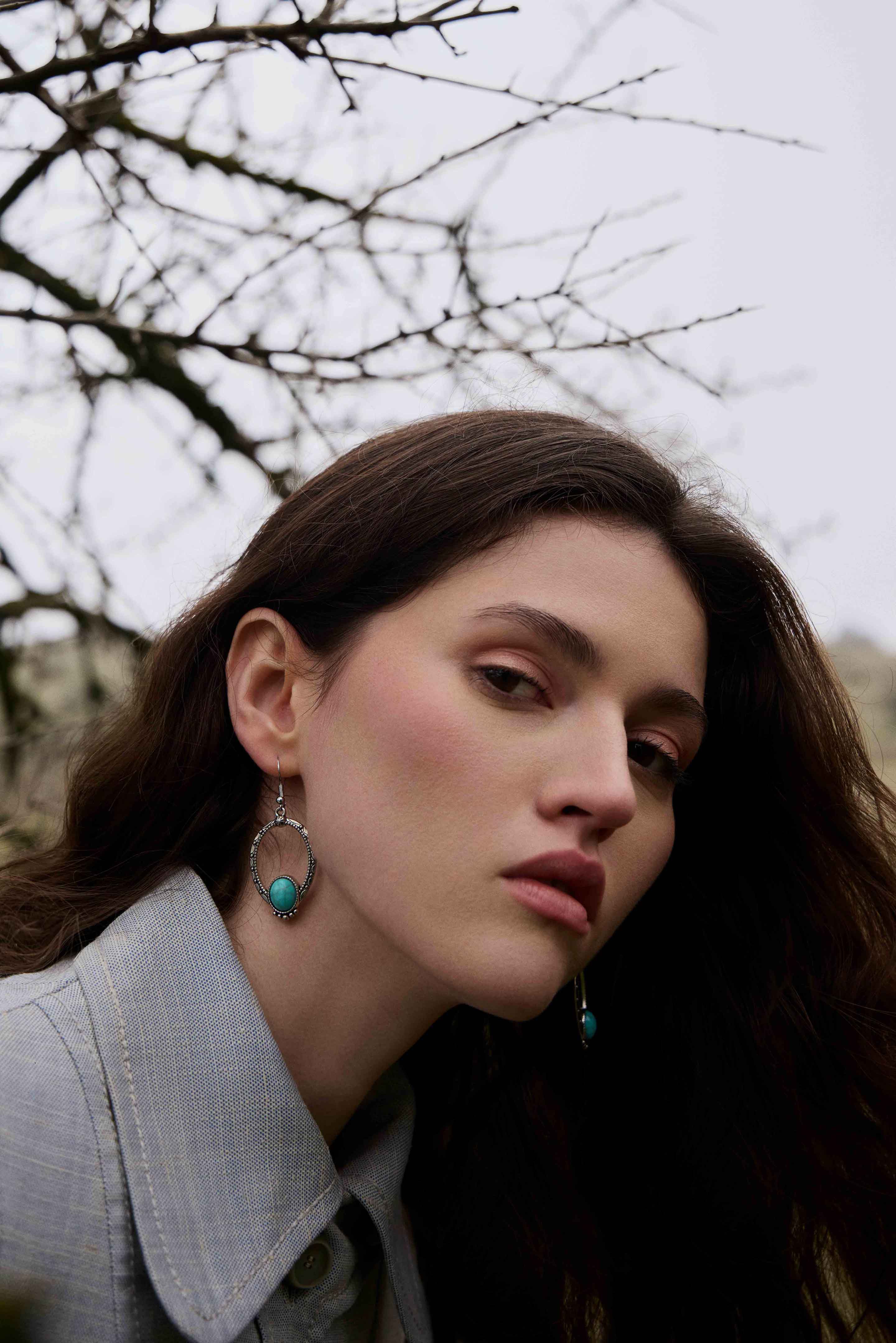 Crescent Sky Earrings in Moon Blue