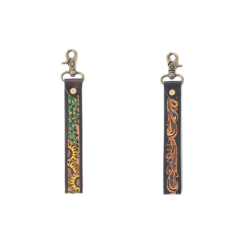 Verdant Vines Tooled Leather Key Fob Variant Combo