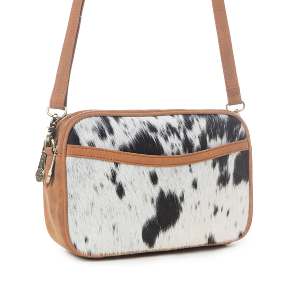 Myra Spade Valley Hairon Leather Bag in Brindle Brown