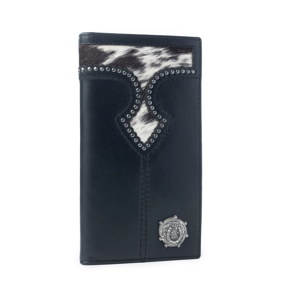 Frontier Mark Hairon Leather Wallet for Men in Dusthorn Black